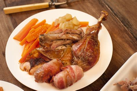 Delicious Plated Roast Turkey Dinner With Veggies Free Stock Image