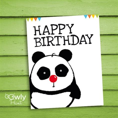 Printable Panda Happy Birthday Card Ready To Print By Owlyprint