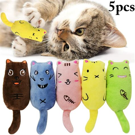 5pcs Cat Chew Toys Cartoon Plush Bite Resistant Cat Catnip Toys Kitten