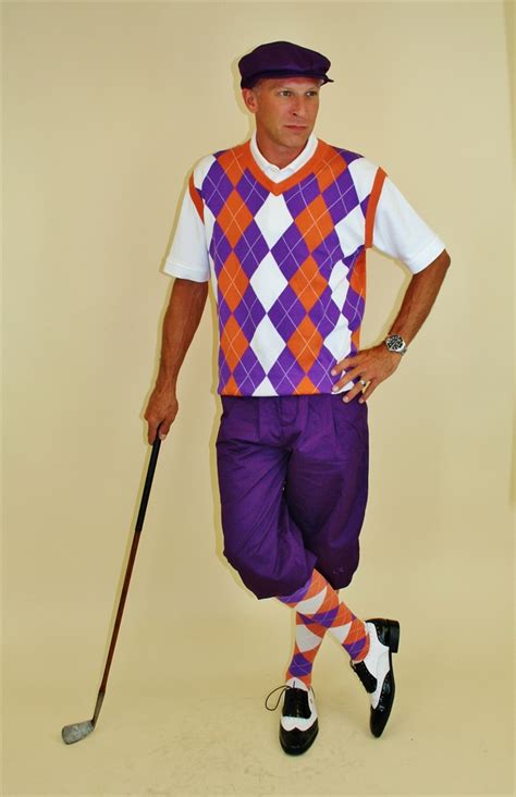 Mens Golf Outfit Purple Knickers With Sweater Socks