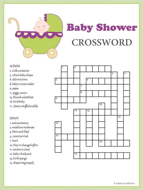 Juegos Para Baby Shower Crucigrama Con Respuestas Resultado De Imagen