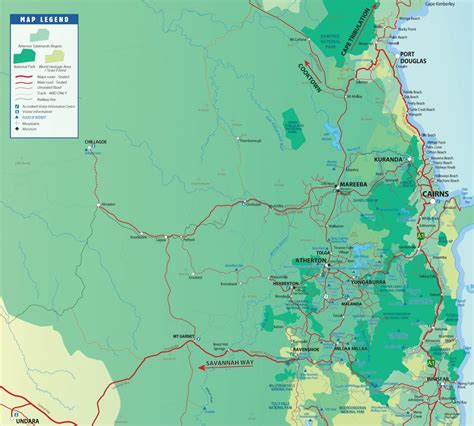 Atherton Tablelands Map Tropical North Queensland
