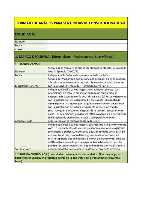 formato para análisis jurisprudencial FORMATO DE ANÁLISIS PARA