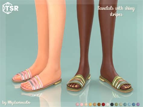 The Sims Resource Sandals With Shiny Stripes