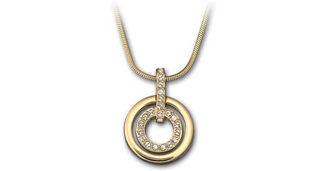 Swarovski Gold Plated And Crystal Circle Pendant Necklace In Metallic