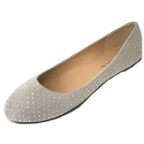 Shoes8teen Womens Faux Suede Rhinestone Ballerina Ballet Flats Shoes 11 4021 Grey Walmart