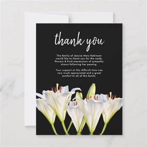 Funeral Flowers Thank You Behreavement Lillies Zazzle Funeral