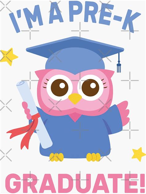 I Am A Pre K Graduate Pink Owl Graduate Sticker For Sale By