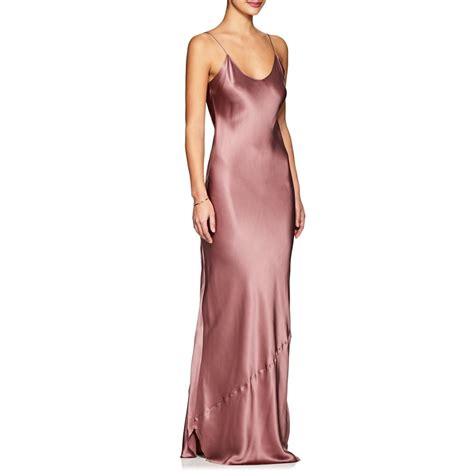 Nili Lotan Silk Maxi Slip Dress In Pink Lyst