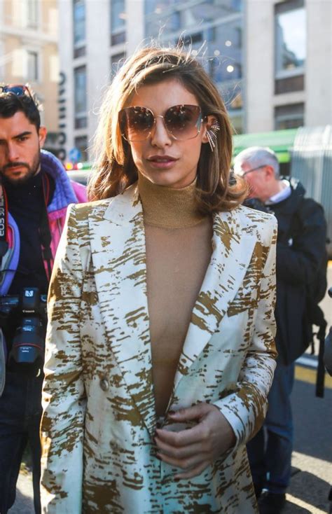 Braless Elisabetta Canalis Attends The Max Mara Fashion Show During Milan Fashion Week 41