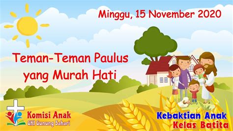 Sekolah Minggu Kelas Batita 15 November 2020 Youtube