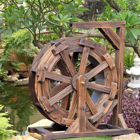 Water Wheel Fountain Patio Garden Water Feature Feng Shui Wheels Yard