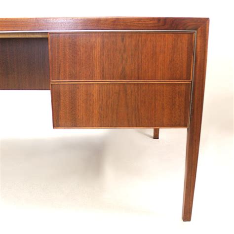 Mid Century Modern Burled Top Walnut Executive Desk By Stow Davis At