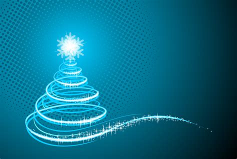 Vector Holiday Illustration With Shiny Abstract Christmas Tree On Blue