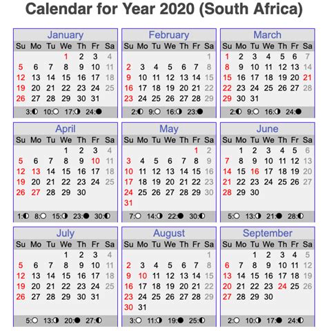 2020 Year Calendar South Africa Get Images