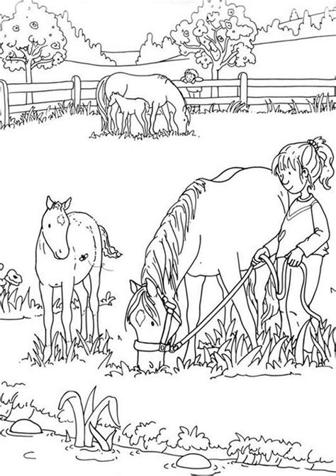 Horse Coloring Pages In Pastures And Book For Kids