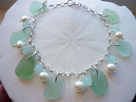A Bracelet With Sea Glass And Pearls
