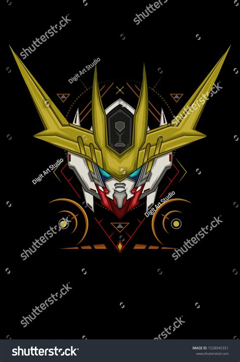 Vector Gundam Barbatos Mecha Head Geometric Stock Illustration