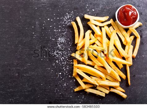 French Fries Ketchup On Dark Table Stock Photo Edit Now 583485103