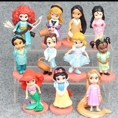 11pcs 8cm Disney Princess Mulan Merida Rapunzel Figure Pvc Toy Cake