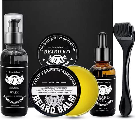 Baardgroei Kit 4 Delig Inclusief Baardroller Baardolie Baard Serum Baard Shampoo