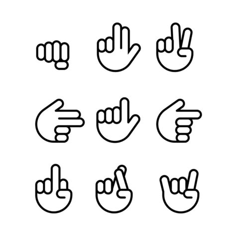 Hand Gestures Line Icons Set Flat Style Vector Icons Emblem — Stock Vector © Sooolnce 352448848