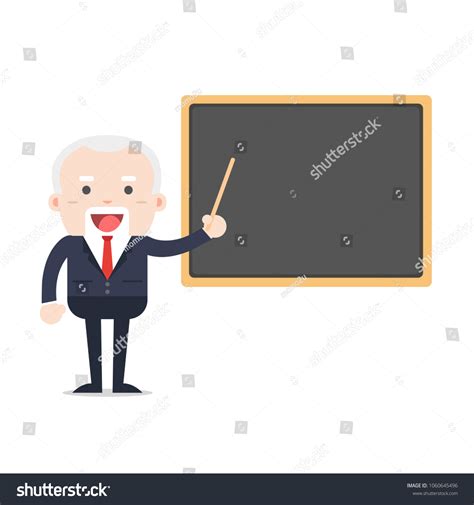 Senior Teacher Professor Standing Front Blackboard เวกเตอร์สต็อก ปลอด