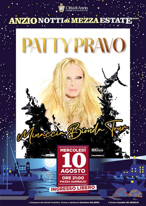 Il Tour Di Patty Pravo Minaccia Bionda Sbarca Ad Anzio Il 10 Agosto