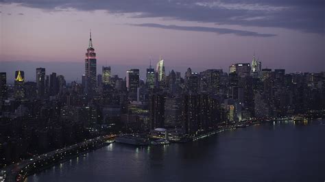 4k Stock Footage Aerial Video Flying By Midtown Manhattan Seen From