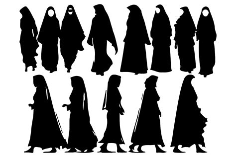 Muslim Woman In Hijab Fashion Silhouette Graphic By Breakingdots