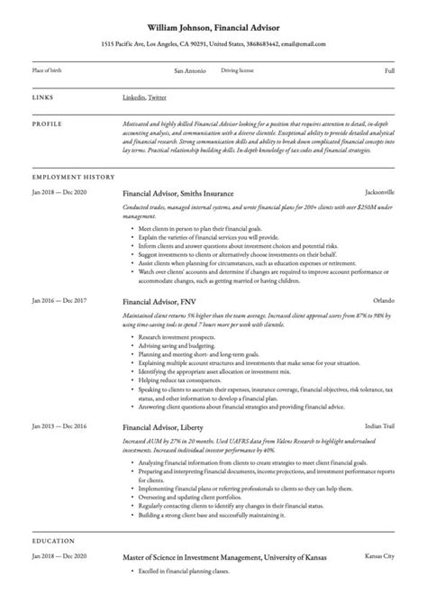 Download sample resume templates in pdf, word formats. Financial Advisor Resume & Writing Guide | +20 Templates ...