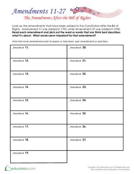 Students can print out worksheets for reading comprehension, phonics, grammar social studies is provided for students in the second through seventh grades. Amendments 11-27 | Social studies worksheets, Teaching government, 4th grade social studies