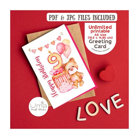 Unlimited Printable 9th Birthday Card Birthday Wishes To Girl Nine
