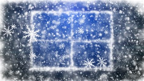 Snow Covered Window And Falling Snowflakes Stock Footage Video 3159679