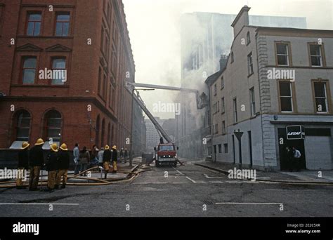 City Centre Belfast Firebomb Incident The Troubles 1980s Stock Photo