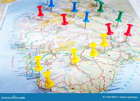 Map With Colorful Pushpin Stock Photo Image Of Color 143519892