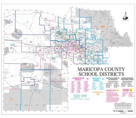 Maricopa County School Districts Papernon Laminated Wide World Maps