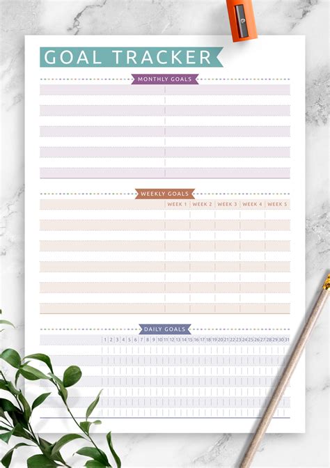 Download Printable Goal Tracker Casual Style Pdf