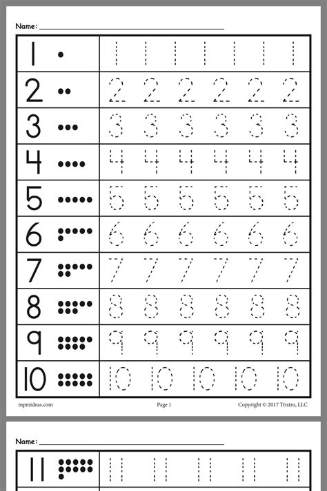 Number Worksheets Pre K