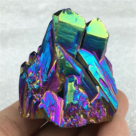 Natural Quartz Crystal Rainbow Titanium Cluster Mineral Specimen