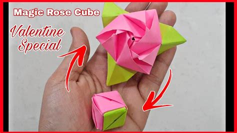 How To Make A Paper Magic Rose Cube Paper Flower Origami Cube