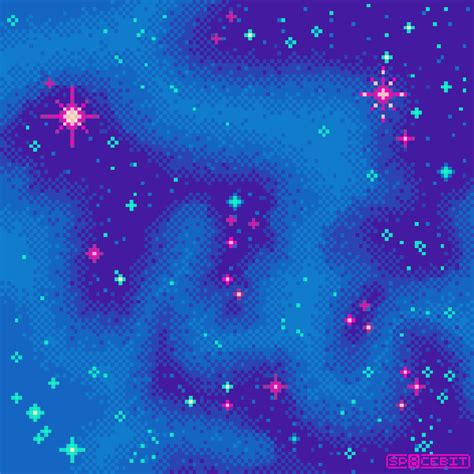 Sp8cebit — Indigo Nebula 8bit Galaxy Inspired Pixel Art By