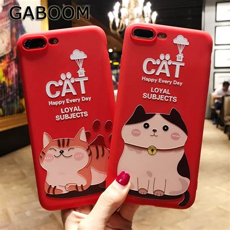 Gaboom Vintage Red Cute 3d Cat Patterned Phone Case For Iphone X Case