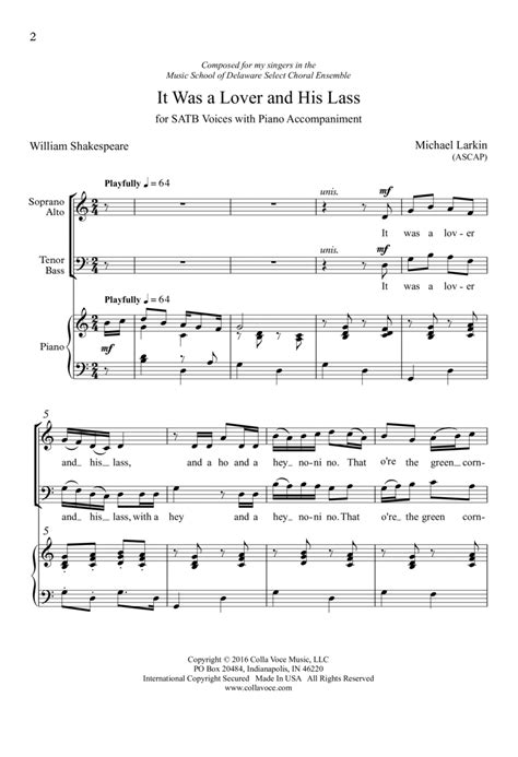 It Was A Lover And His Lass By Michael Larkin Choir Digital Sheet Music Sheet Music Plus