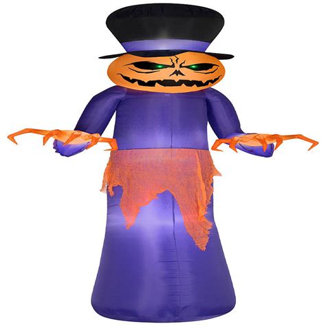 Gemmy Airblown Pumpkin Reaper With Top Hat Giant 12 Ft Tall Purple