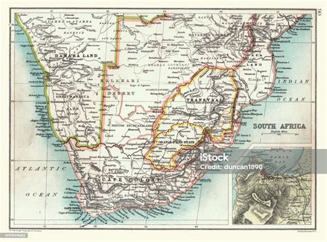 Old Map Of South Africa Detail Of Cape Town Transvaal Cape Colony