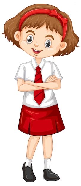 One Happy Girl In Red Skirt Free Vector