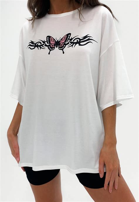 white butterfly barbed wire graphic t shirt missguided