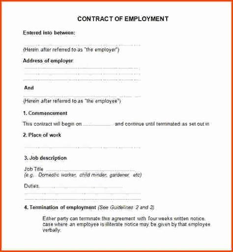 Simple Employment Contract Template Free Elegant Simple Employment