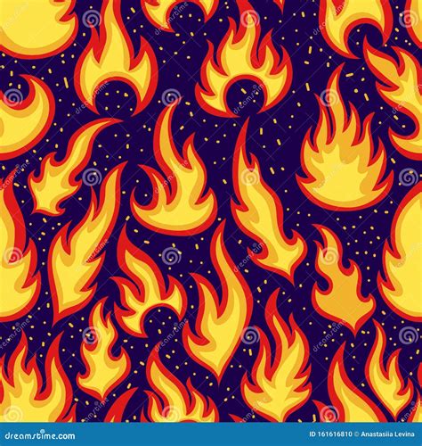Cartoon Fire Flames Seamless Pattern Stock Vector Illustration Of